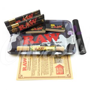 RAW Camo Mini Black Papers Rolling Tray Set