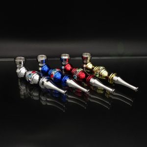 Hippie Jewelled Metal Smoking pipe 14.5cm - Random Colour