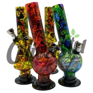 35cm Medium Bong Acrylic Bong Water Shisha Graffiti Style Pipe In Various Colours