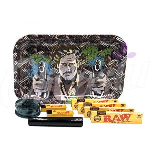 Gangsta Pablo Escobar Large Metal Rolling Tray Gift Set
