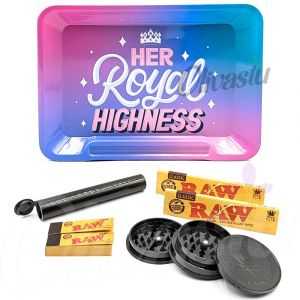 Rolling Tray with Raw Classic Papers & Tips - Her Royal Highness