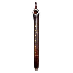 The Brass Whisperer - Premium Medwakh Wooden Pipe 15cm with Hand-Carved Brass Inlay (WP653)