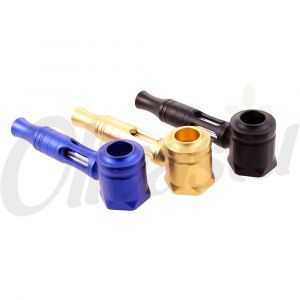 Aluminium & Glass Gavel Pipe - 12cm - Random Colours