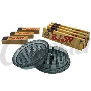 2 Part Plastic Shark Teeth Magnetic Grinder 60mm + 4 Raw Rolling Papers + 3 Raw Tips