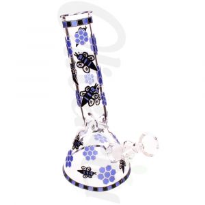 HoneyBee Glass Beaker Bong Ice Pinch Waterpipe - 20cm