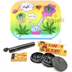 Rolling Tray Set with Raw Classic Papers & Tips - Cute Bong