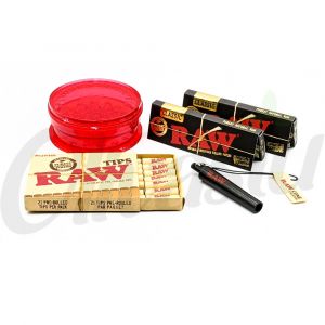 RAW Black Single Wide Cone Creator Set with Grinder & Pre Rolled Tips