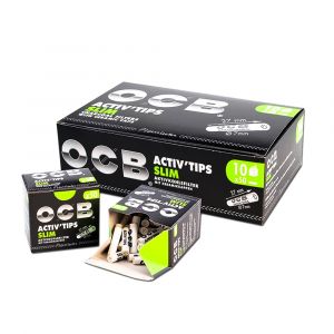 OCB Premium ACTIV'TIPS Slim Charcoal Filter Tips - 50 Pcs