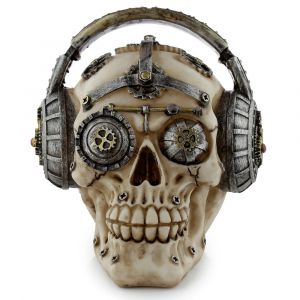 Steampunk Skull with Headphones Resin Ornament