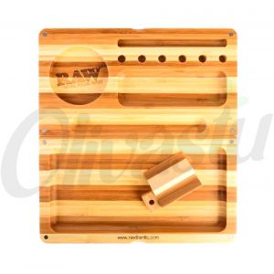 RAW Back Flip Striped Bamboo Rolling Tray- Limited Edition