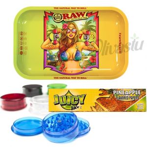 RAW Brazilian Girl Small Metal Rolling Tray Set