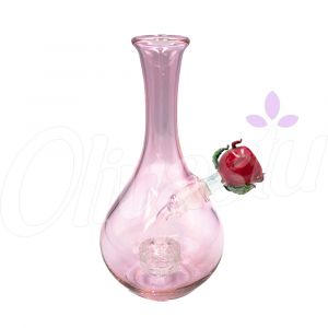 Elegant Pink Vase Bong with Red Rose Bowl - 18cm