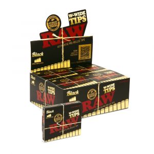 RAW Black W-Wide Pre Rolled Tips - 20 Box