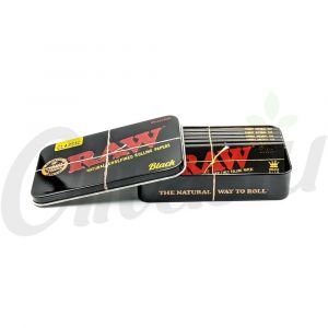 5 x RAW Black King Size Rolling Papers with RAW Tobacco Storage Tin - RAW Black Collection