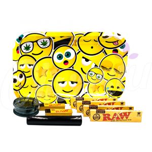 Smiley Faces Emoji Large Rolling Tray Gift Set