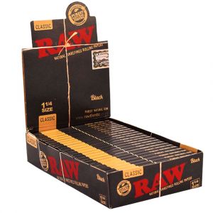 RAW Black 1 1/4" Rolling Papers (Box of 24)