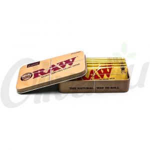 5 x RAW Classic King Size Rolling Papers with RAW Tobacco Storage Tin - RAW Classic Collection