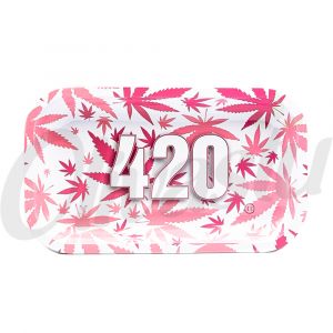 V Syndicate 420 Pink Weed Leaf Metal Rolling Tray