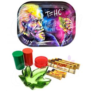 Einstein T=HC2 Metal Rolling Tray with Ash Tray Set