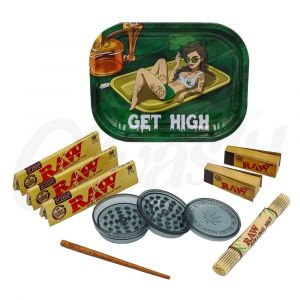 Raw and Wise Skies Rounded Rolling Tray Gift Set