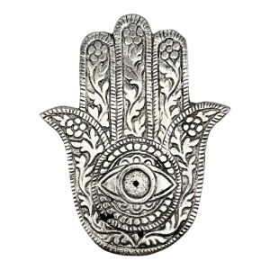Hamsa Hand Recycled Metal Incense Holder - Dual Stick Boho Burner Stand
