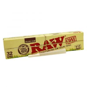 RAW Organic Hemp Pre-Rolled 1 1/4" Cones (32) Box