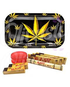 Black Tray With Gold Leaf Metal Rolling Tray