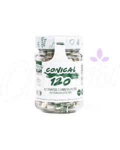 Purize Carbon Activated Conical XTRA Slim Charcoal Filter Tips - 120 - JAR