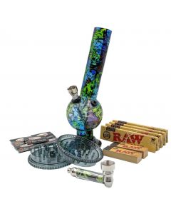 Graffiti Style Acrylic Bong Starter Gift Set - 10 Items