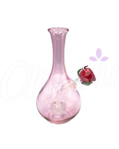Elegant Pink Vase Bong with Red Rose Bowl - 18cm