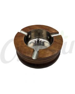 Round Rosewood & Nickel Ashtray - Small