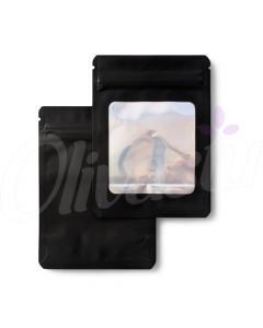 Black Mylar Bags - 3.5g - Matt Black Soft Touch with Large Clear Window