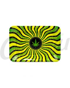 Green Wavy Hypnotic Leaf Rolling Tray