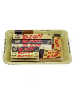 Raw Classic Variety Papers Tip Rolling Tray Set