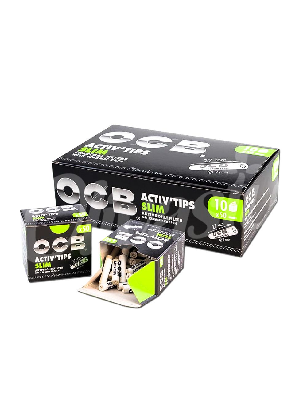 OCB Activ Tips SLIM Unbleached Aktivkohlefilter - 7mm, 50 Stück Limited